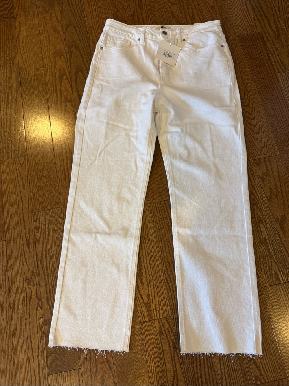 🤑SALE. White High Waist Wide Leg Raw Hem Cropped Jeans
